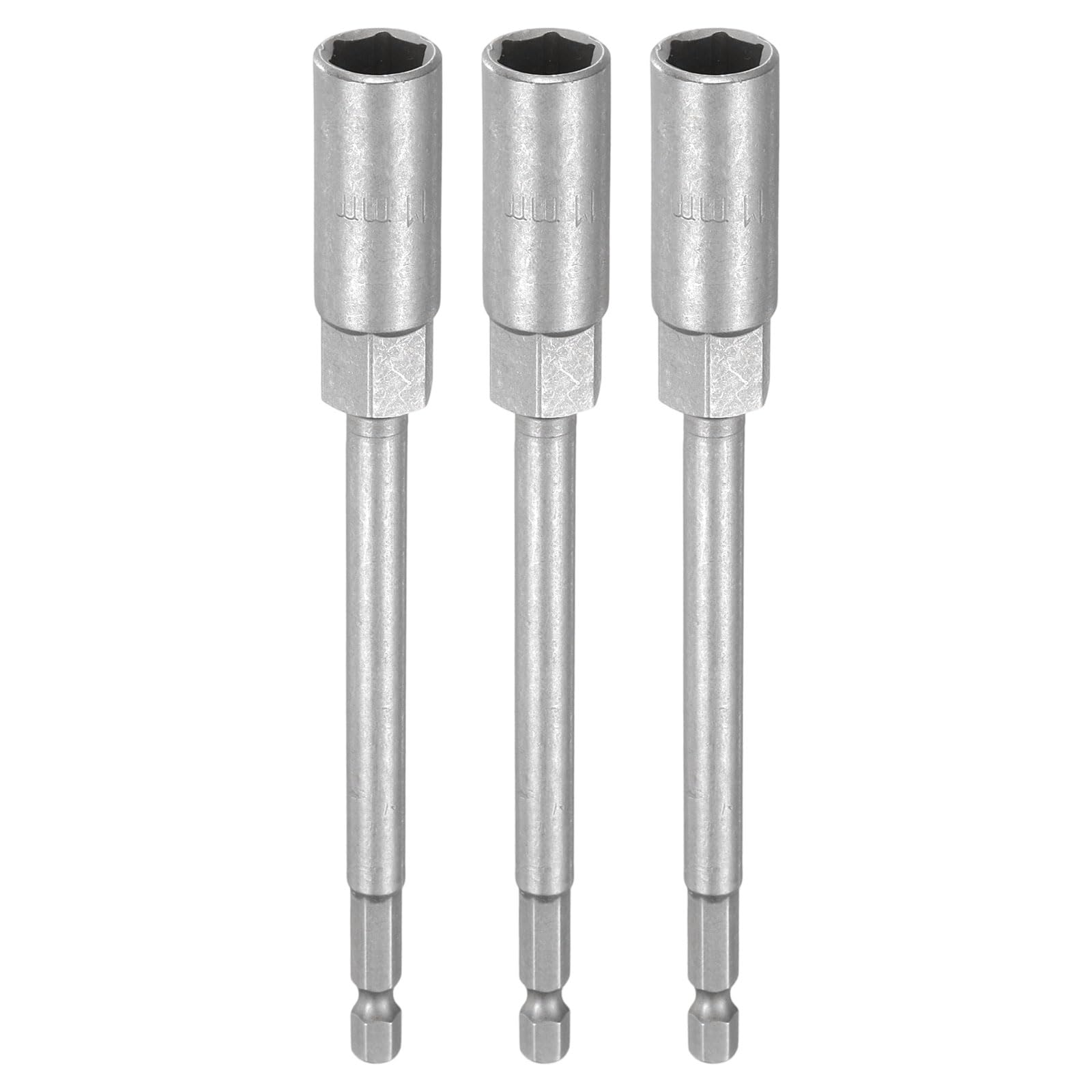 HARFINGTON 3pcs Nut Driver Drill Bit 11mm Metric Impact Socket 1/4" Hex Shank 6" (150mm) Extra Long 6-Point Sockets Quick-Change CR-V Steel Bolt