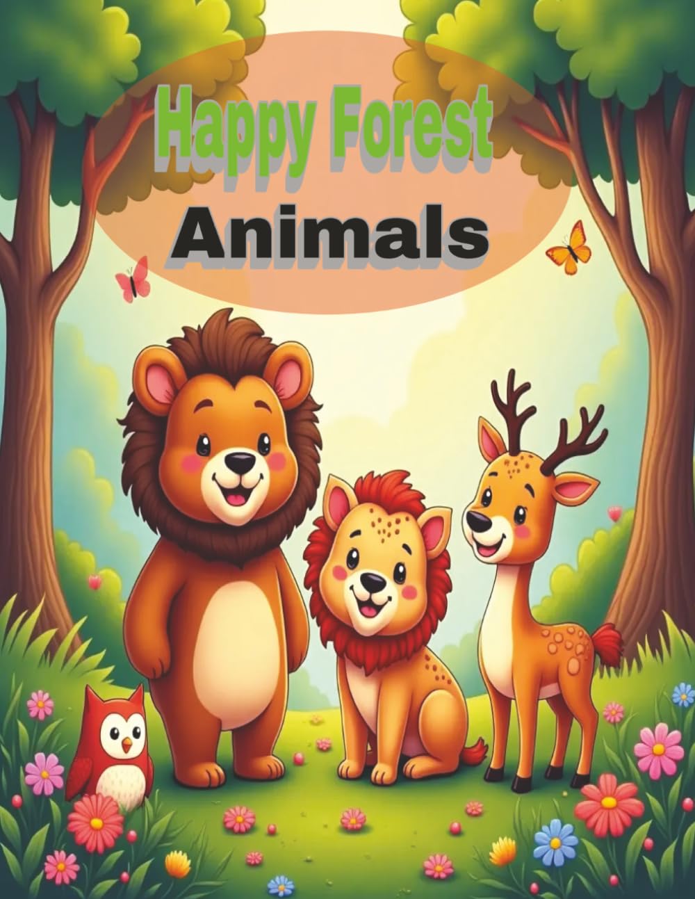 Happy Forest Animals Coloring Book: Fun and Cute Woodland Creatures for Kids Ages 5–12 – Bear, Rabbit, Fox, Deer, Owl & More!