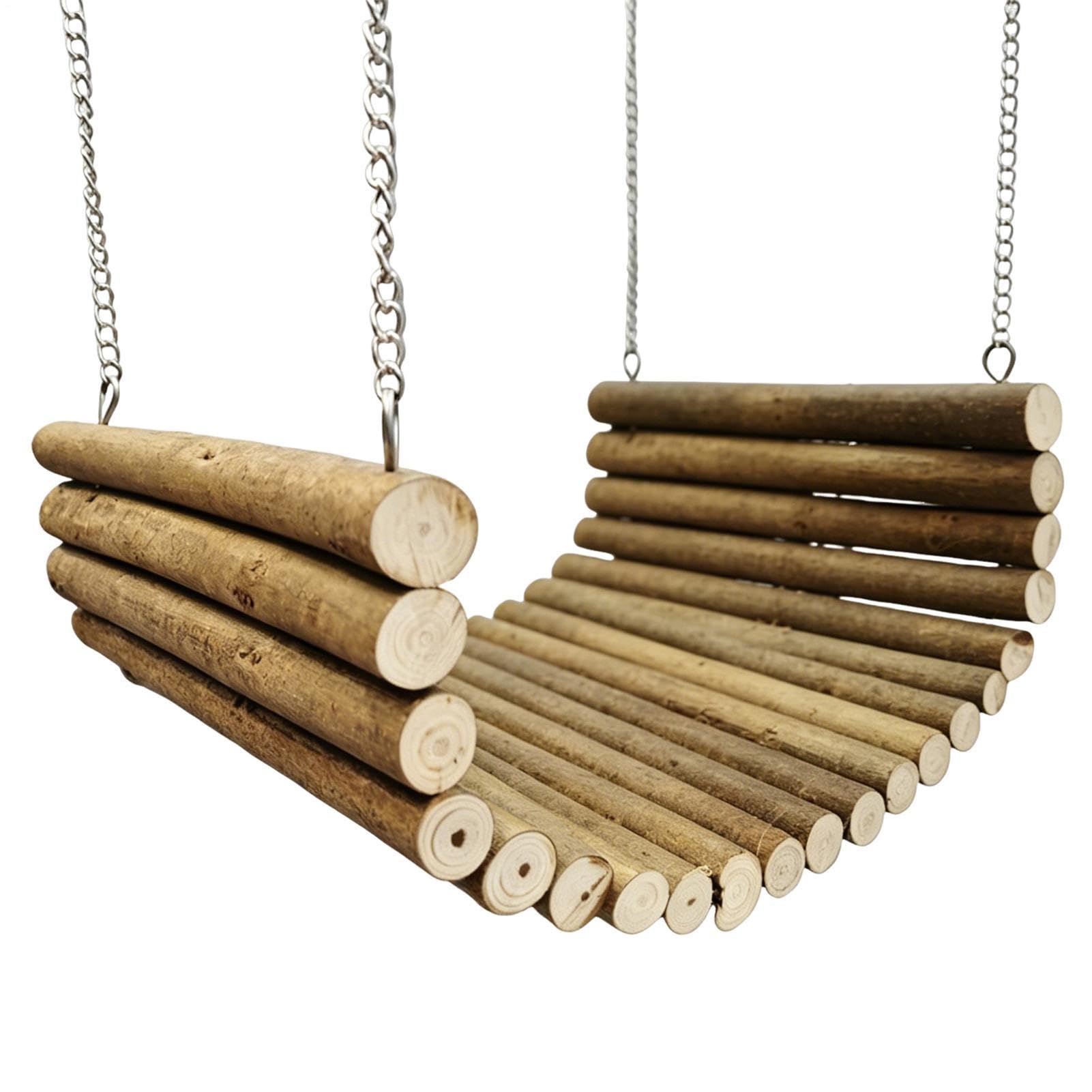 Hamac en bois pour animal avec cadre en bois naturel et couchage de taille compacte