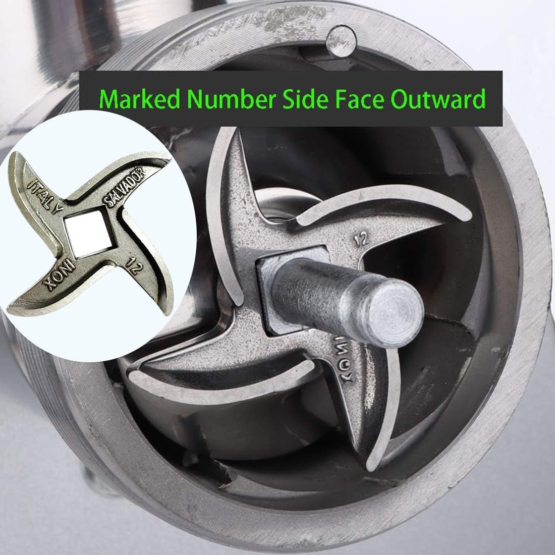 #12 Meat Grinder Blade Stainless Steel Knife Cutter Replacement, Please check the size and shape(2 PCS)