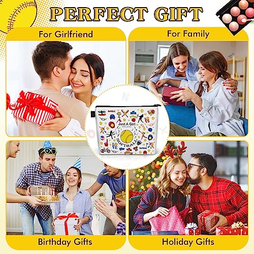 YESMET Softball Gifts for Girls, Softball Makeup Bag, Large Capacity Softball Cosmetic Bag Travel Make Up Bag with Zipper, Gifts for Softball Lovers, Team, Women, Teen Girls (Softball)
