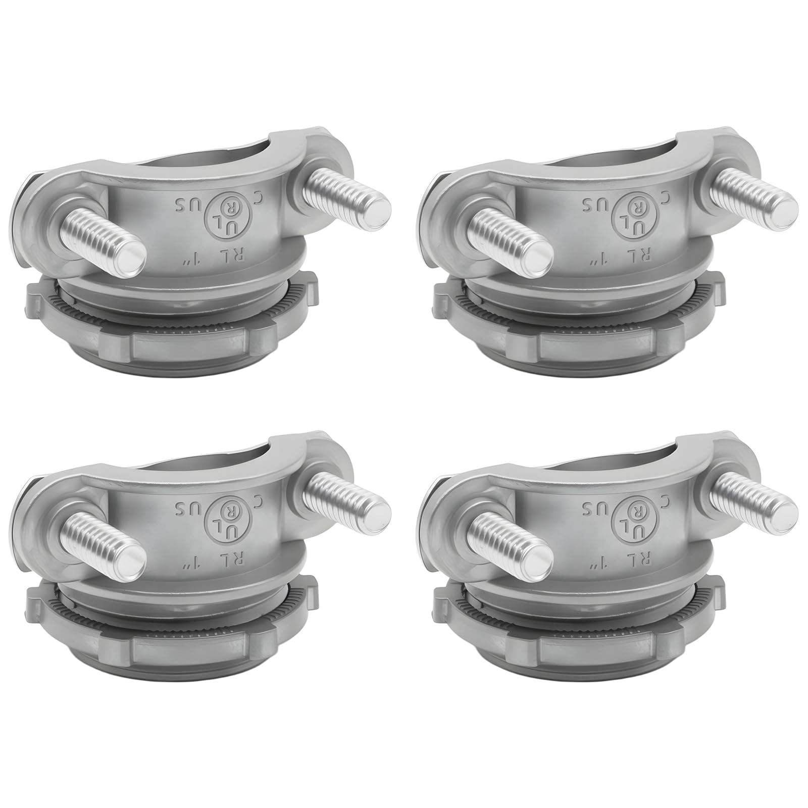 AIRTAK 1 Inch Clamp-Type Cable Connectors for Metallic Conduit, Silver-Zinc Plated, Heavy-Duty Cable Protection for Electrical Wires.(4Pcs)