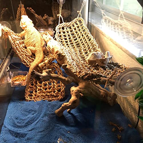 Image of Reptile Hammock,Large Lizard Lounger,Bearded Dragon Tank Accessories Natural Seagrass Hammocks Hanging Flexible Climbing Vines Decoration for Gecko Snakes Chameleon(4 PCS)