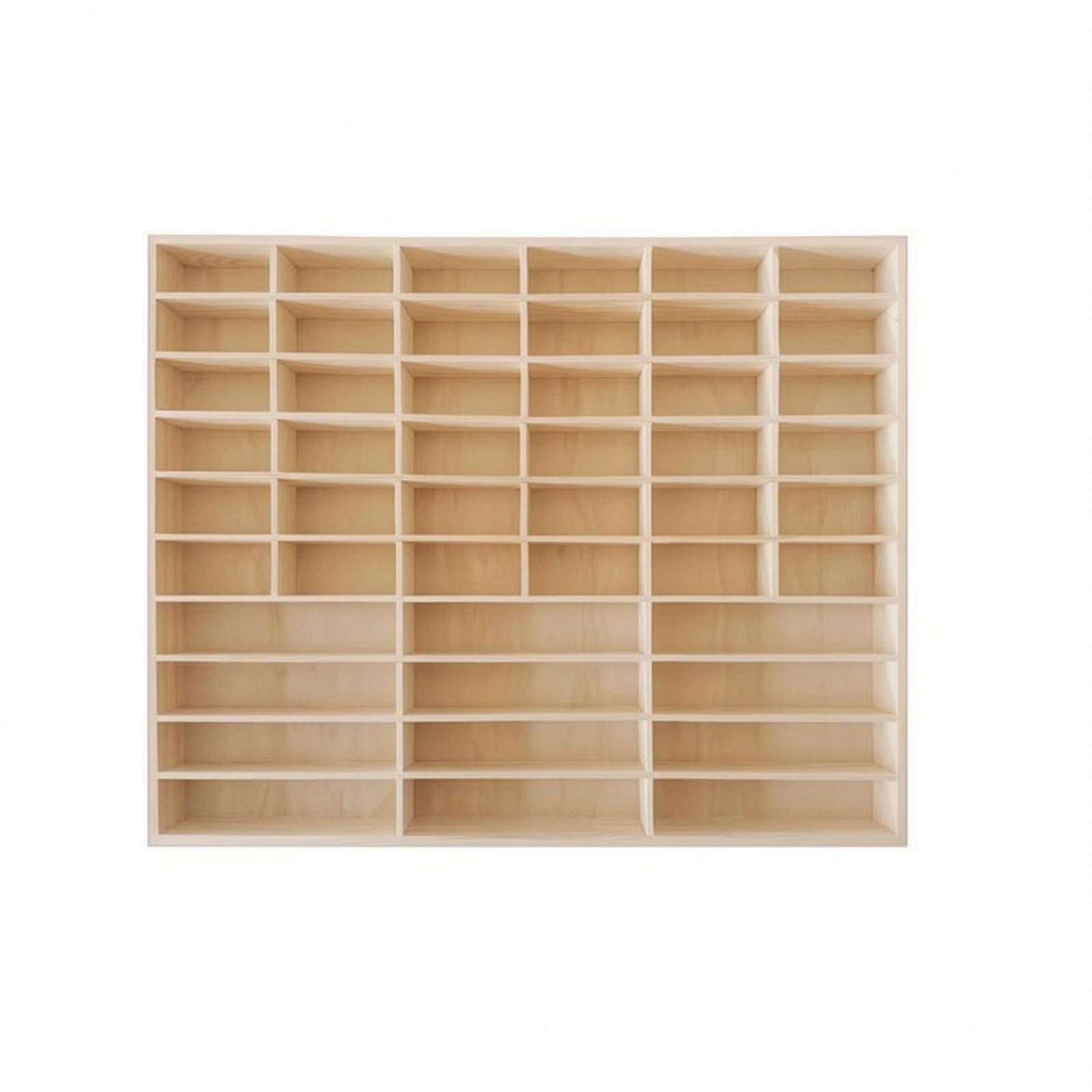 Espositore da Parete Ordinata, Legno Massello, 48 Scomparti, Senza Coperchio