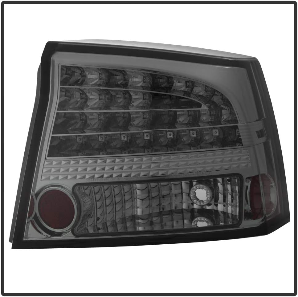 ACANII - For 2009-2010 Dodge Charger Smoked LED Tail Lights Brake Lamps Pair Set Replacement Driver & Passenger Side