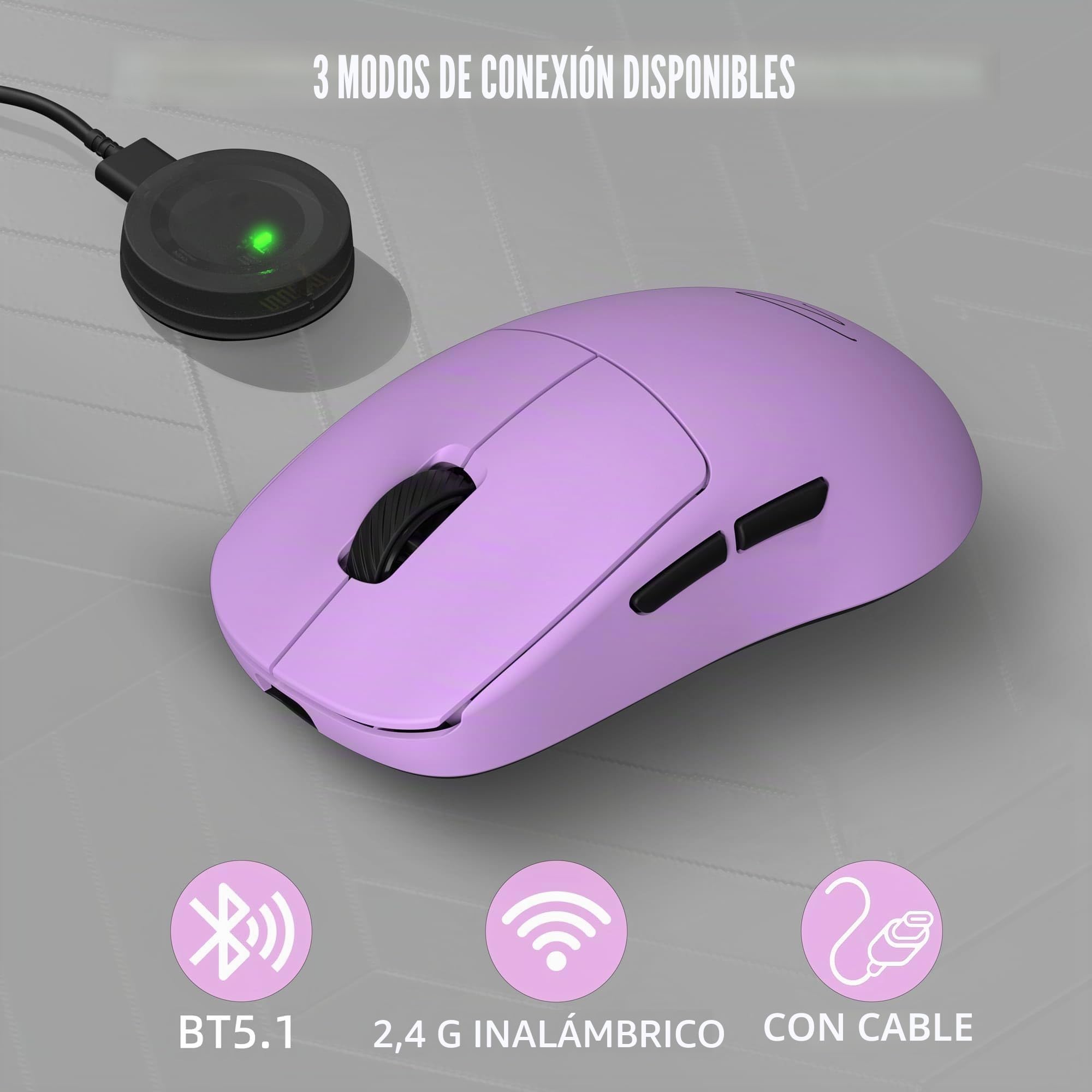 Z2 - Ratón inalámbrico para juegos Bluetooth PAW3395, tasa de sondeo 8K-30K DPI, sensor TTC, 3 modos de conexión, 400 horas de batería, ultraligero