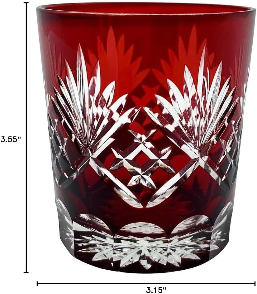 Ruby Red Fancy Hand Cutting Wine Glass, Gift Boxed 10 Oz Handmade Old Fashioned Glass - Image 7