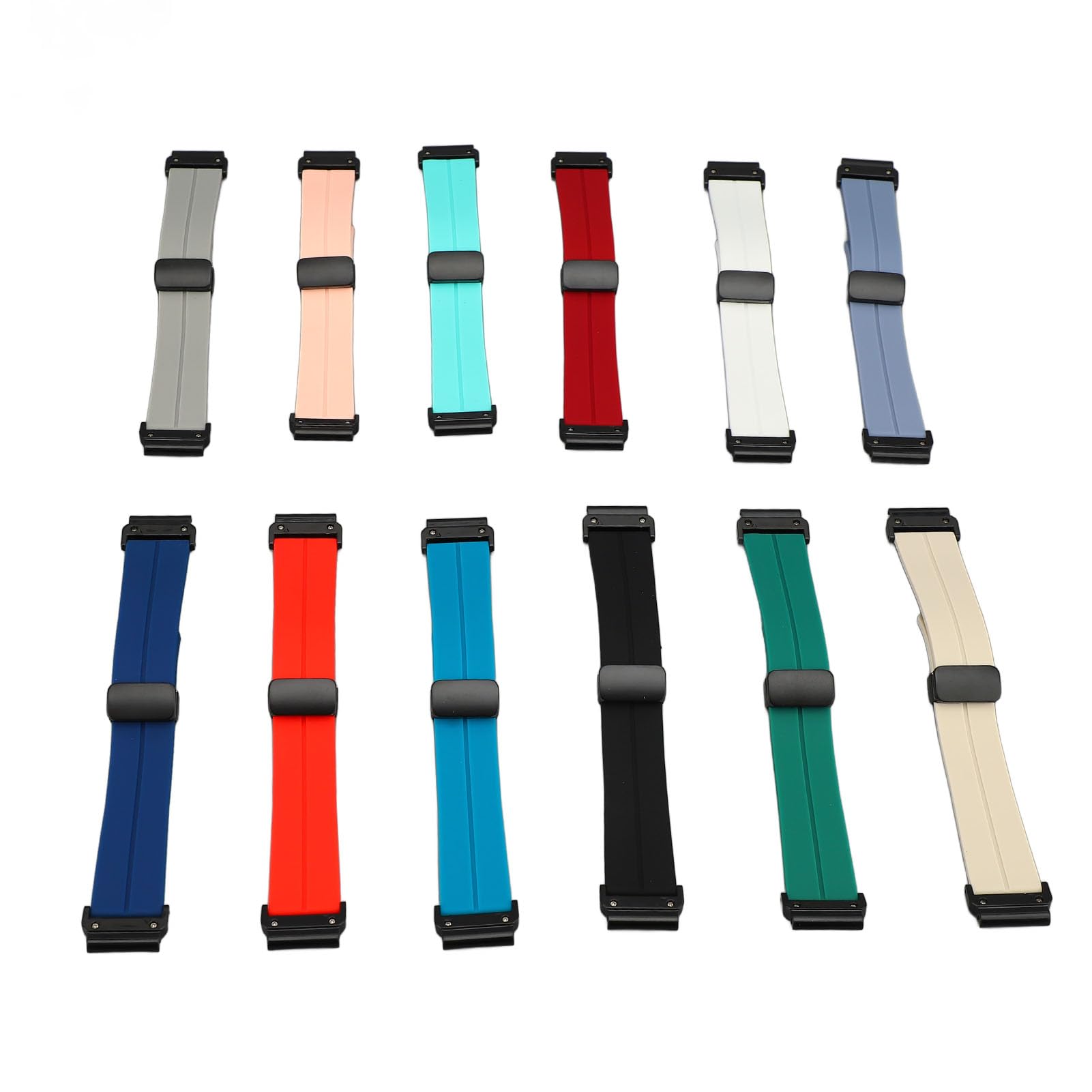 Confezione da 12 cinturini per orologio in silicone, cinturino morbido per orologio da 22 mm, cinturino sportivo di ricambio per smartwatch con chiusura magnetica, cinturino
