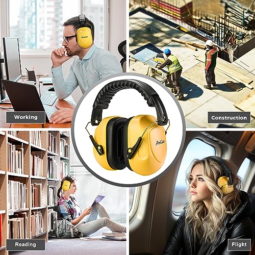 Image of ProCase Noise Reduction Ear Muffs, Sound Proof Ear Protection, NRR 28dB Noise Cancelling Headphones for Adults Kids Autism, Hearing Protection for Shooting Gun Range Mowing -Yellow