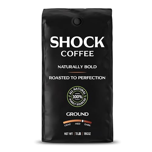 Shock Café molido el café totalmente natural con cafeína más fuerte Hasta un 50 más de cafeína 1 libra