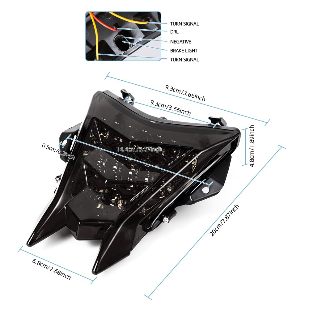 Feu Arriere Moto 12V LED Feux Stop pour Moto Compatible avec HP4 S1000R S1000RR (Noir)