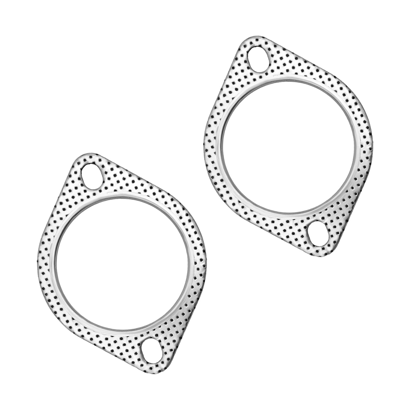 2 PCS Car Exhaust Gasket, 3.0"×4.3" Stainless Steel High-Temp Resistant Exhaust Gasket Replacement, 2-Bolt Standard Oval Exhaust Flange Gasket for Axleback, Car Accessories (3 Inch)