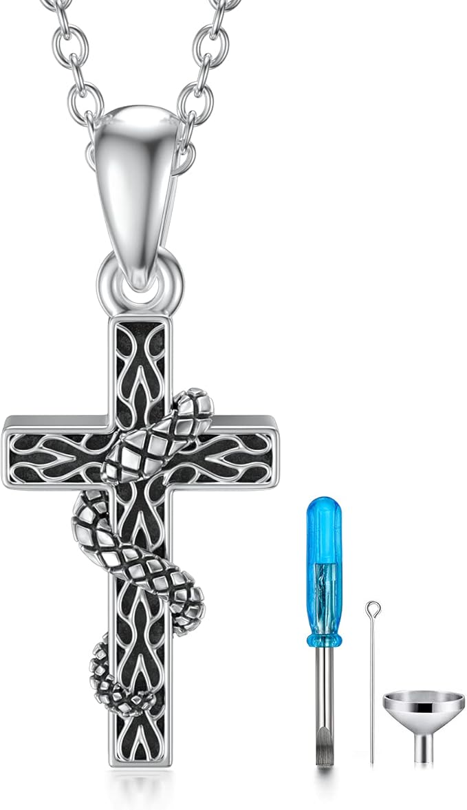 Cross Necklace Sterling Silver Urn Necklaces Cremation Jewelry for