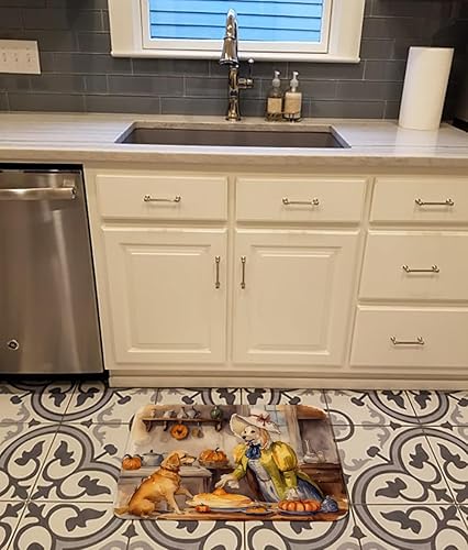 Miniatura 2 de Caroline's Treasures Yellow Lab Fall Kitchen Pumpkins Memory Foam Kitchen Mat Machine Washable Anti-Fatigue Mat Cushion Comfort Bath Mat or Kitchen