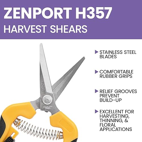 Miniatura 4 de Zenport H357 Comfi-Grip Tijera de cosecha, hoja curvada de acero inoxidable, 6.5 pulgadas