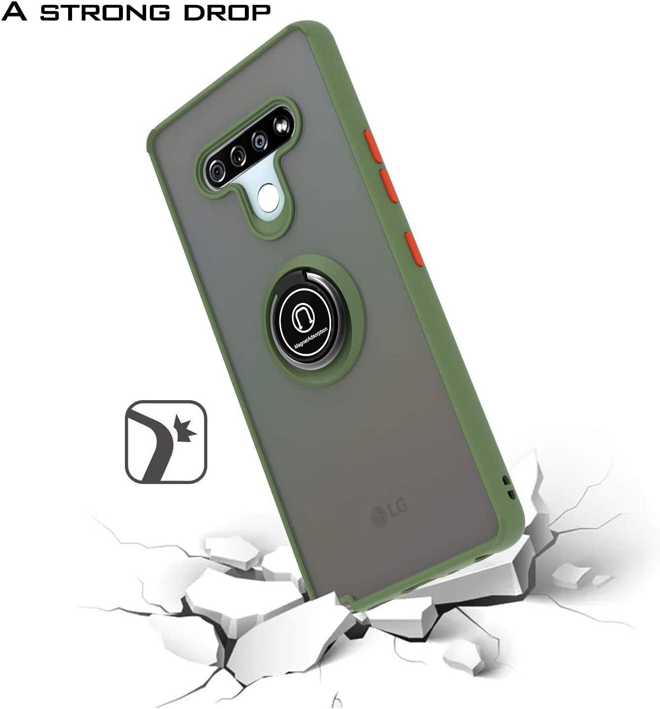 TJS Compatible with LG K51 Case, LG Q51 Case, LG Reflect Case, with [Tempered Glass Screen Protector], Defender Metal Ring Magnetic Support Kickstand Heavy Duty Drop Protector Phone Case (Green)