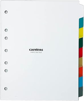 Carstens Heavy Duty Plastic Dividers, 9-Tab, Multi-Color, Blank, for Side-Opening 3-Ring Binders, 1 Set