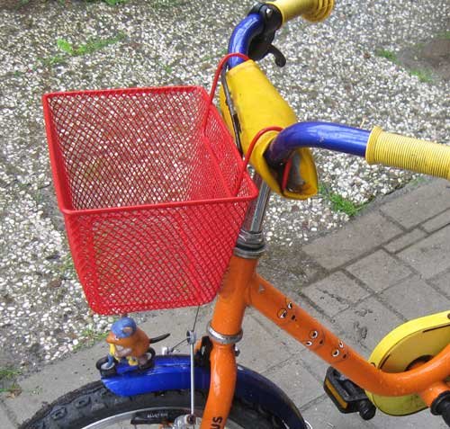 Land-Haus-Shop® Kinderfahrradkorb Metall, beschichtet, Kinder Fahrrad Lenker Einkaufs Korb (Rot)