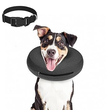 BINGPET Inflatable Recovery E-Collar for Dogs, Soft Comfortable Donut Protective E Collar with Bone and Footprint Patterns, After Surgery Pet Collar Prevent from Biting Wound