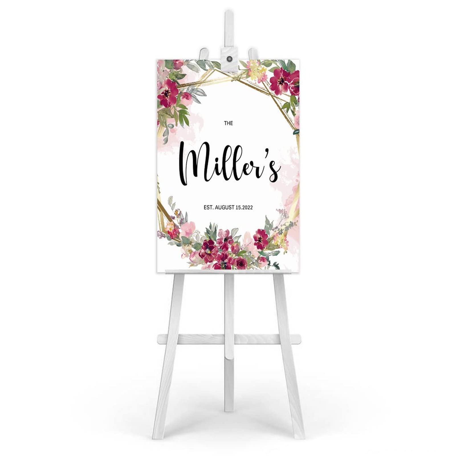 Willkommensschild aus Holz, Nachname, Hochzeit, Willkommensschild, Hochzeitsschilder für Zeremonie, Anzeige, Datum und Name des Paares, 76,2 x 50,8 cm
