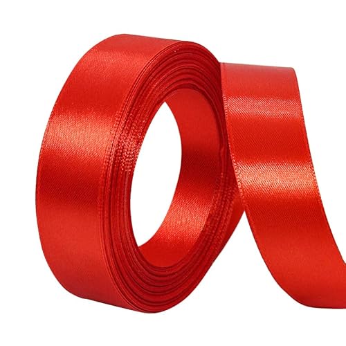 1 inch Solid Color Satin Ribbon Roll 50 Yards for Gift Floral Wrapping Bouquet Wedding Party Birthday Decorations and More Red