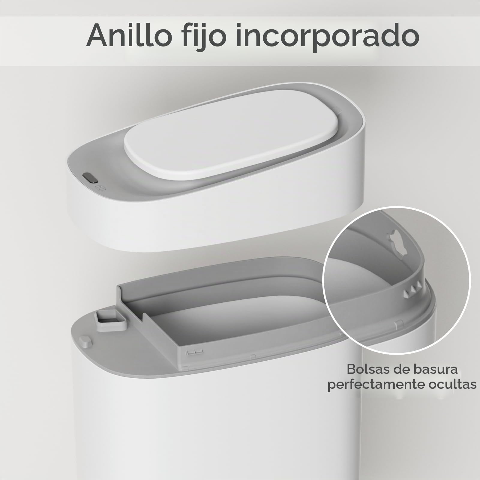 ELPHECO Bote de basura automático para baño con tapa, 2.5 galones, con sensor delgado, cubo de basura de plástico estrecho de 9 litros, contenedor de basura impermeable con sensor de movimiento para