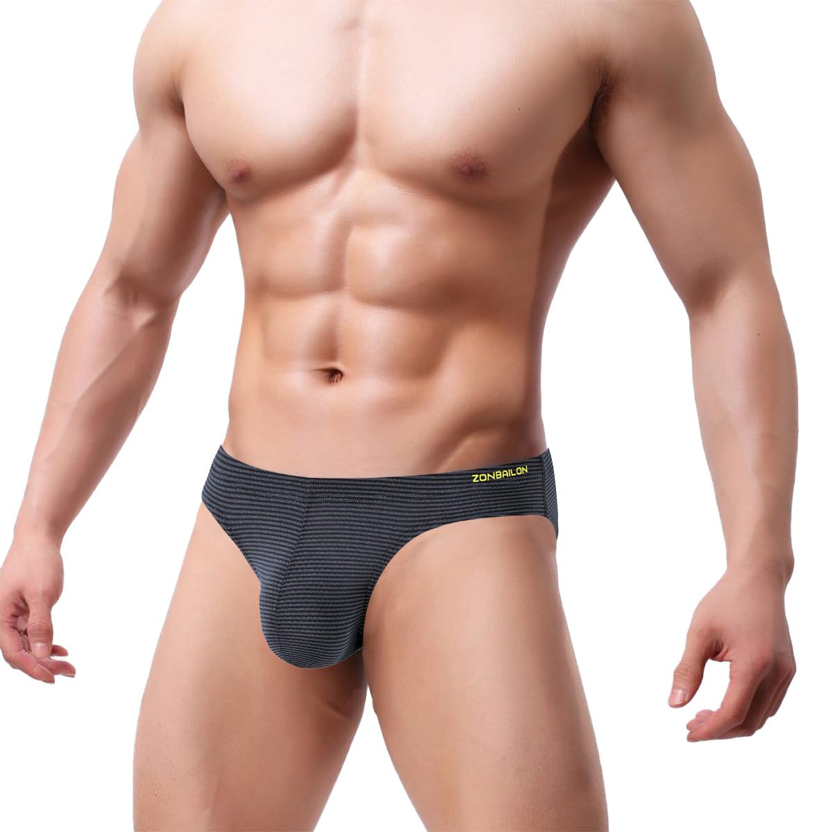 Mens Bikini Briefs Underwear with Bulge Enhancing Pouch Stretch Stripes Low Rise Underpants for Men 1 to 3 Pack