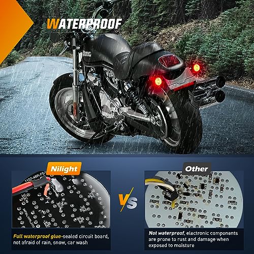 Image of Nilight LED Turn Signal Rear Brake Running Lights 1157 Double Contacts Plug and Play for Harley Davidson Dyna Sportster Touring Street Glide Road King Iron 883