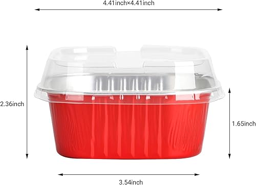 Miniatura 5 de EUSOAR Ramequines desechables con tapas, 10 onzas, 50 tazas cuadradas para hornear con tapas, 10.1 fl oz, forros para muffins, aperitivos, postres,