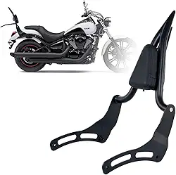 Kinglemc Powersports Sissy Bar com suporte de bagagem para Kawasaki Vulcan VN 900 2000 Classic Custom 2009-2021 (preto atualizado)