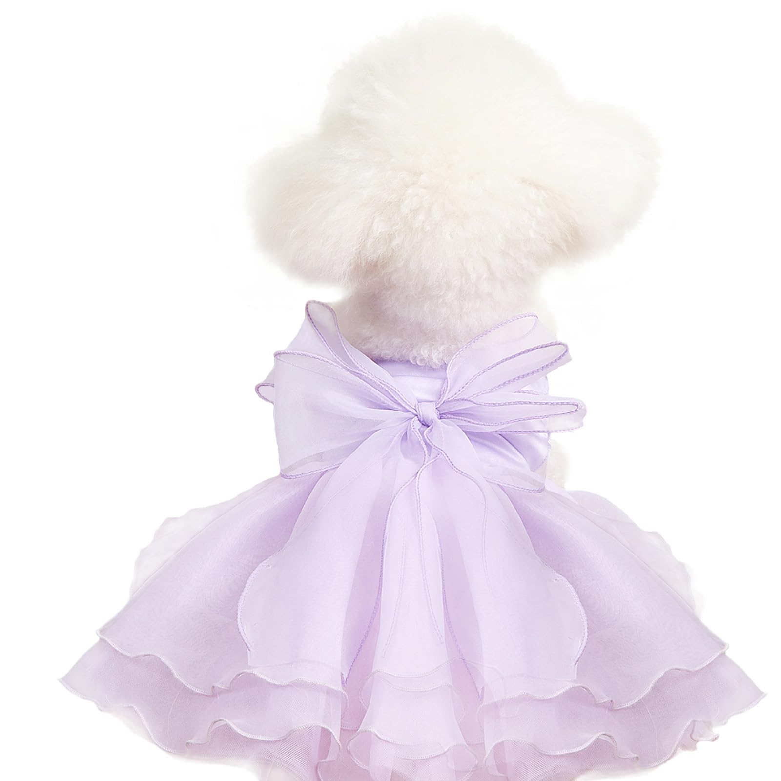UOSIA Purple Valentines Dog Dresses for Small Dogs Girl Elegant Lace Puppy Tutu Tulle Vest Princess Dress with Bow Decor for Female Dog M