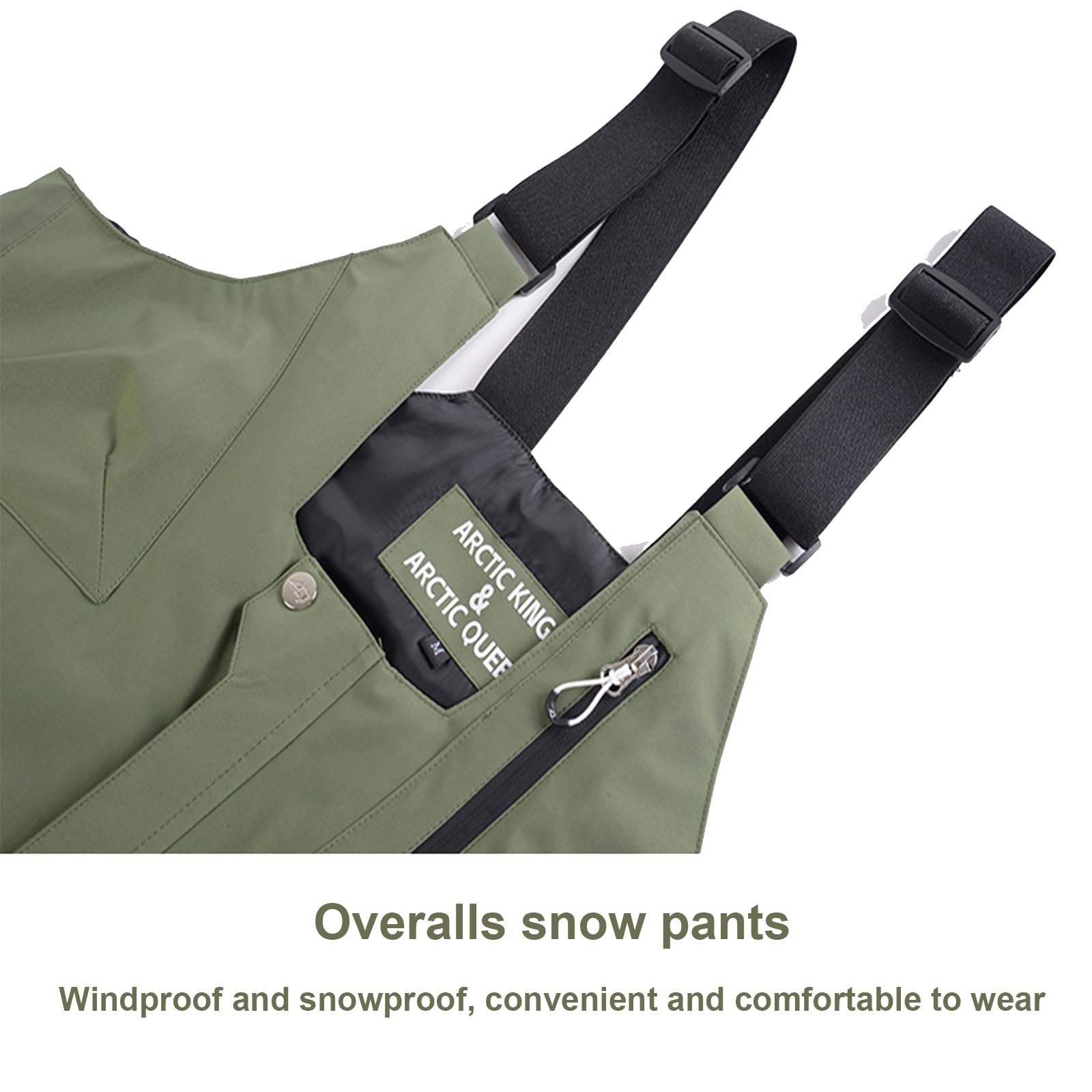 ALMASI Baberos de Snowboard Baberos de esquí para Hombre Monos de Snowboard para Mujer Pantalones de Nieve Impermeables con Aislamiento Deporte de Invierno Cálido(Black,Large)
