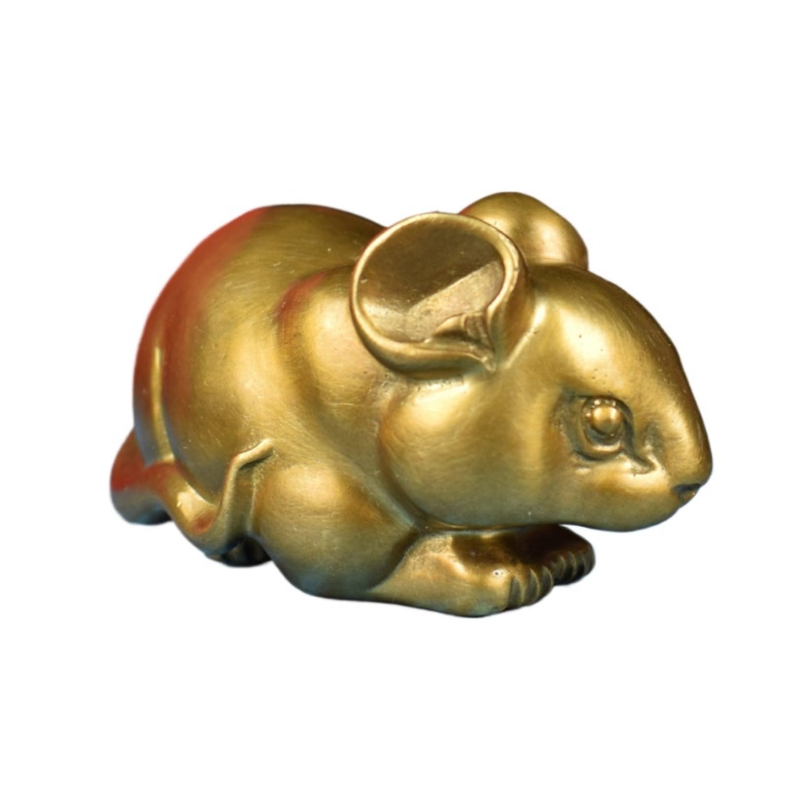 NGDFGR Brass Feng Shui Fortune Zodiac Rat Miniature Statue,Cute Animal Mice Mouse Sculpture Desktop Bookshelf Decor Accessories Study Paperweight,Squatting Mouse