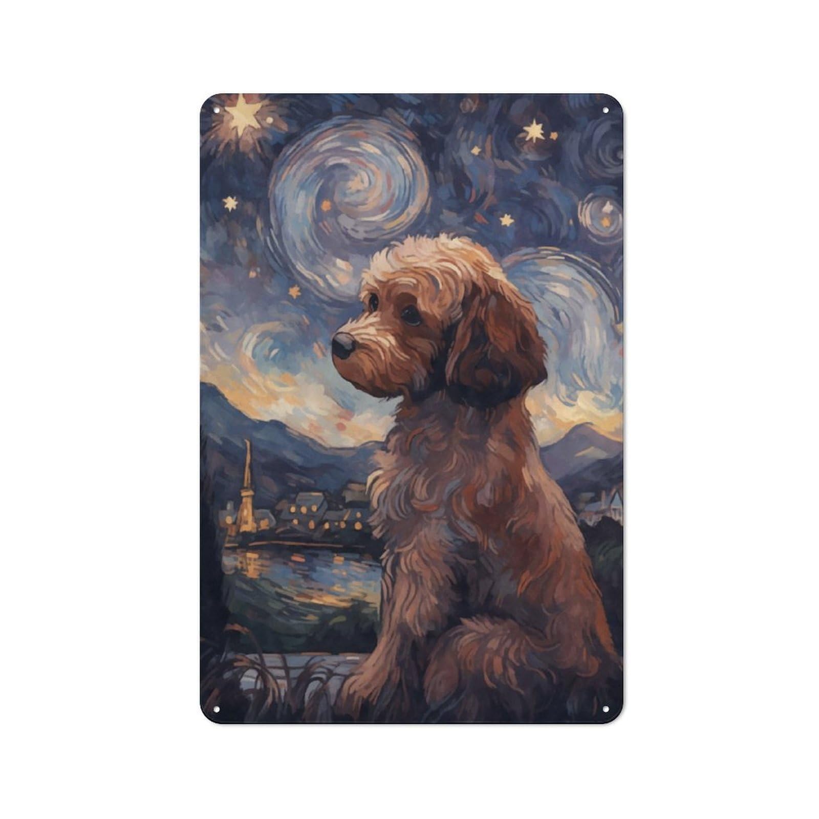 Junmoney Cavoodle Starry Night Metal Wall Sign 30X20cm Featuring For Workshop Wall, For Makers And Diy Enthusiasts