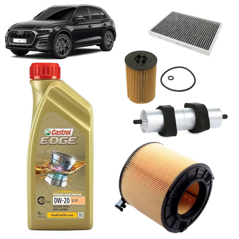 Kit tagliando 4 filtri + 6L olio Edge 0W20 LL IV compatibile con Audi Q5 FYB FYG 30/35 TDI,Gasolio/Mild Hybrid