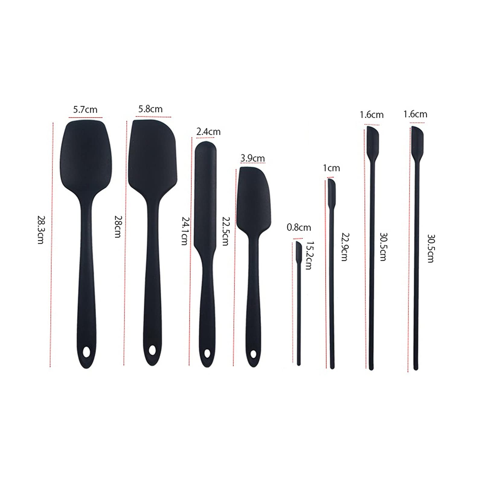 caihuashopping Teigschaber Silikon-Backen-Spatel-Set wärmebeständiger Kuchen Dekorieren Puderspatel Küchenspatulas zum Kochen, Backen und Mischen Spatel (Color : 9 Pieces)