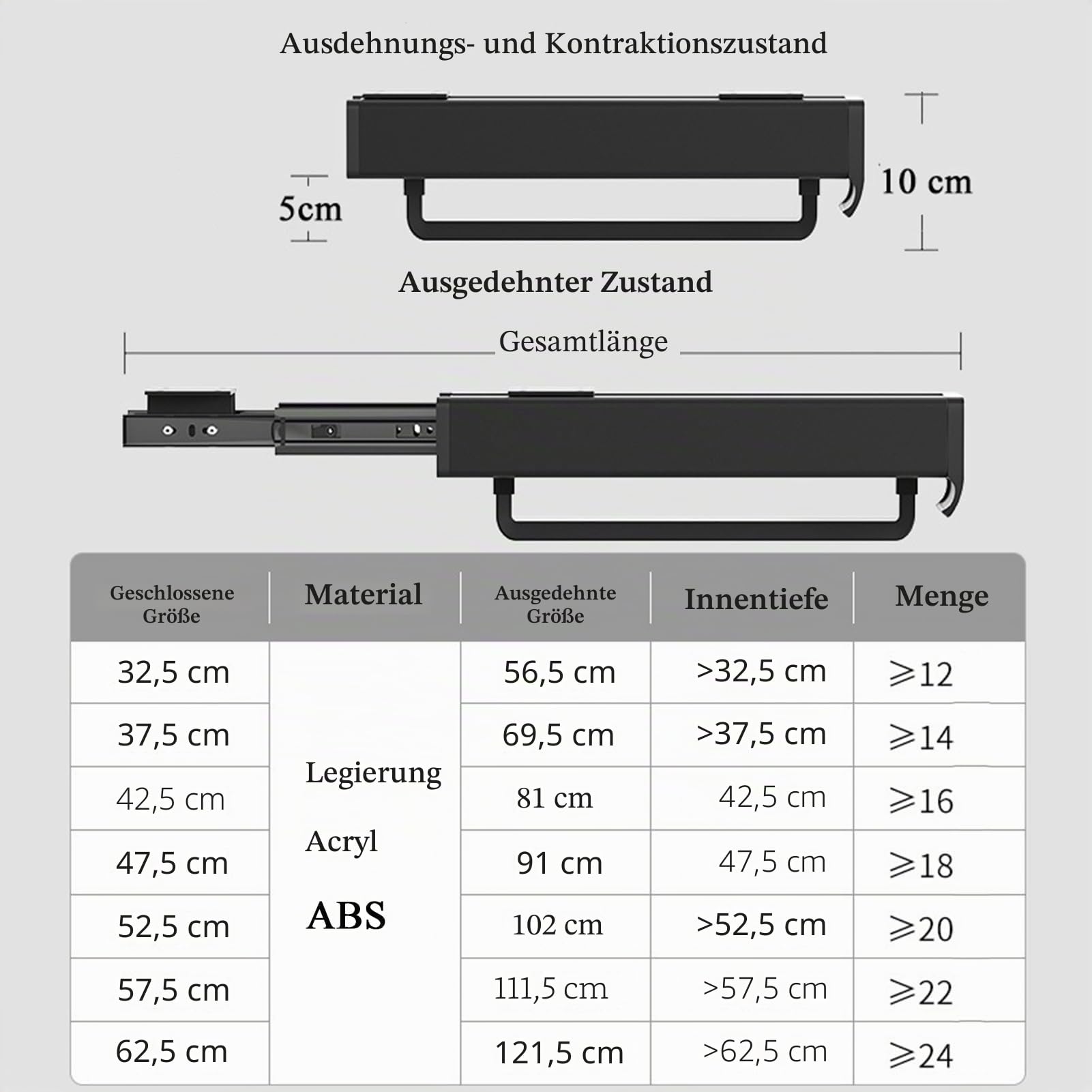 Verstellbarer Kleiderschrank Teleskopstange, Hosenbügel, 525mm