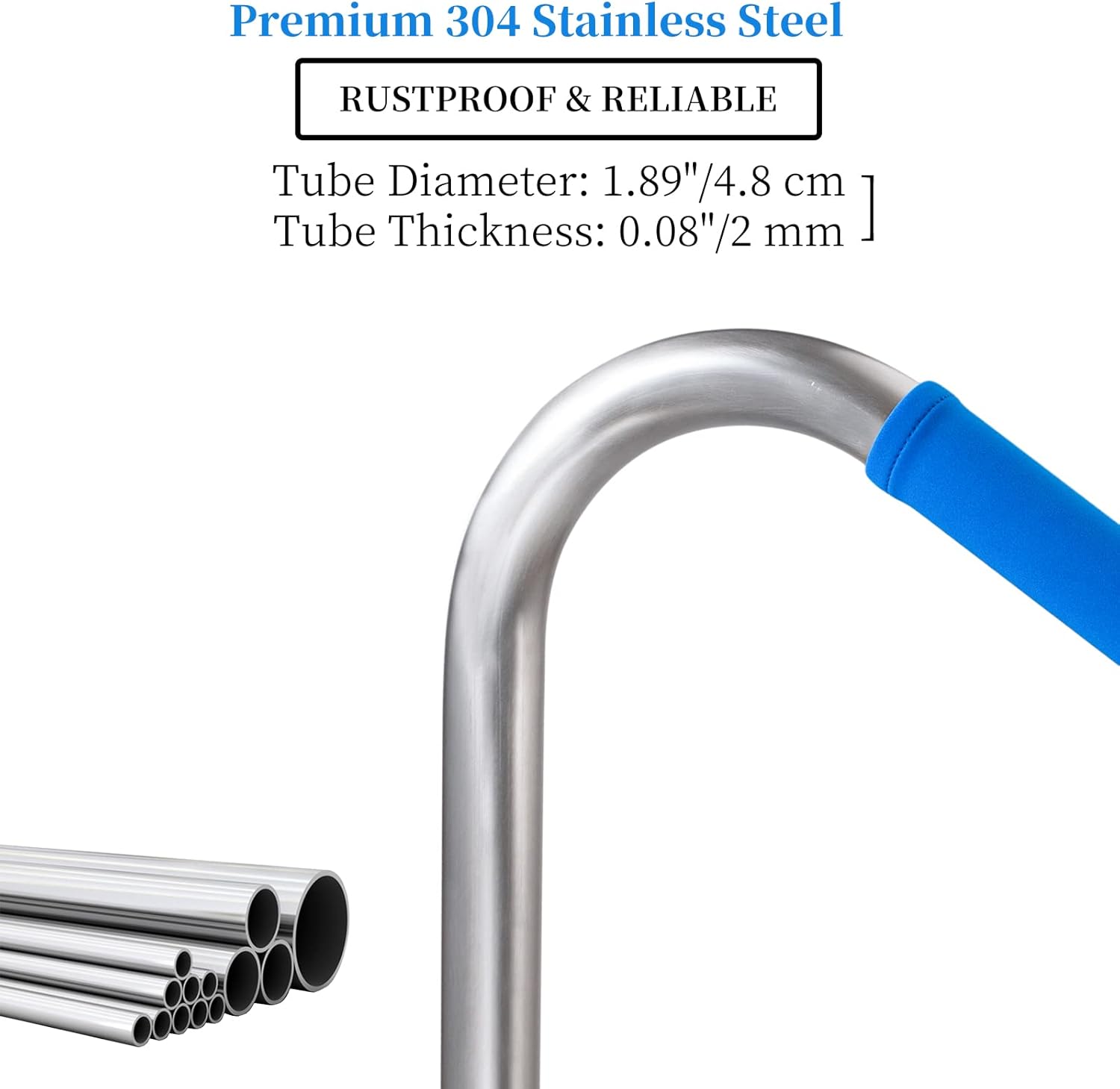 COOCURE Pool Hand Railing Deck Mounted Stair Rail for In-ground Pool,Spa,Hot tub Safety Exit Entry 304 Stainless Steel 4-Bend 54x36" Handrail with Quick Mount Base, Grips, Anchors, Screws : Patio, Lawn & Garden