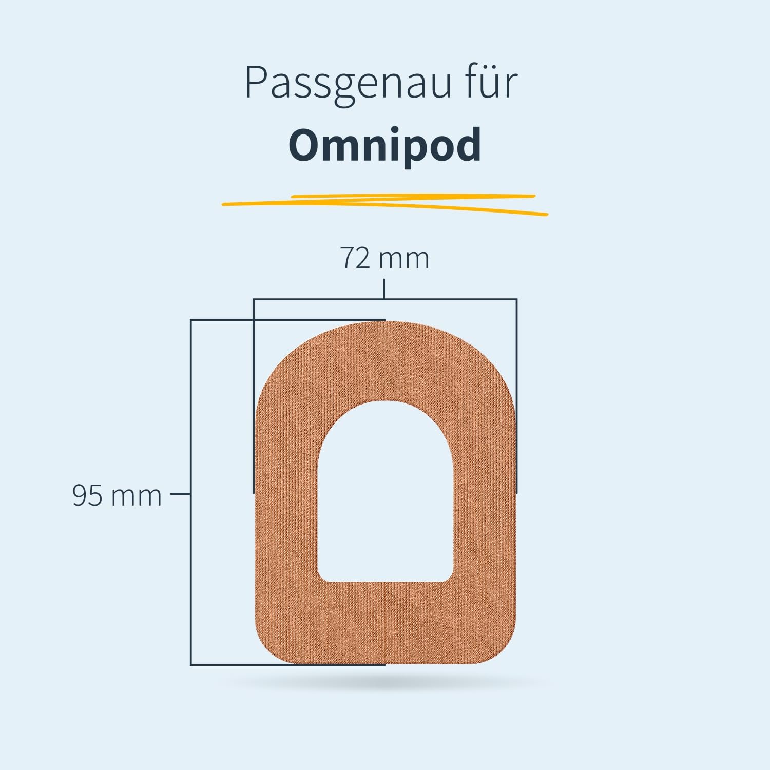 MySweetStitch - 25 x Omnipod pansement, Ringpatch Ø 95 x 72 mm, protection capteur, imperméable, respirant, doux pour la peau, Fabriqué en Allemagne, Beige