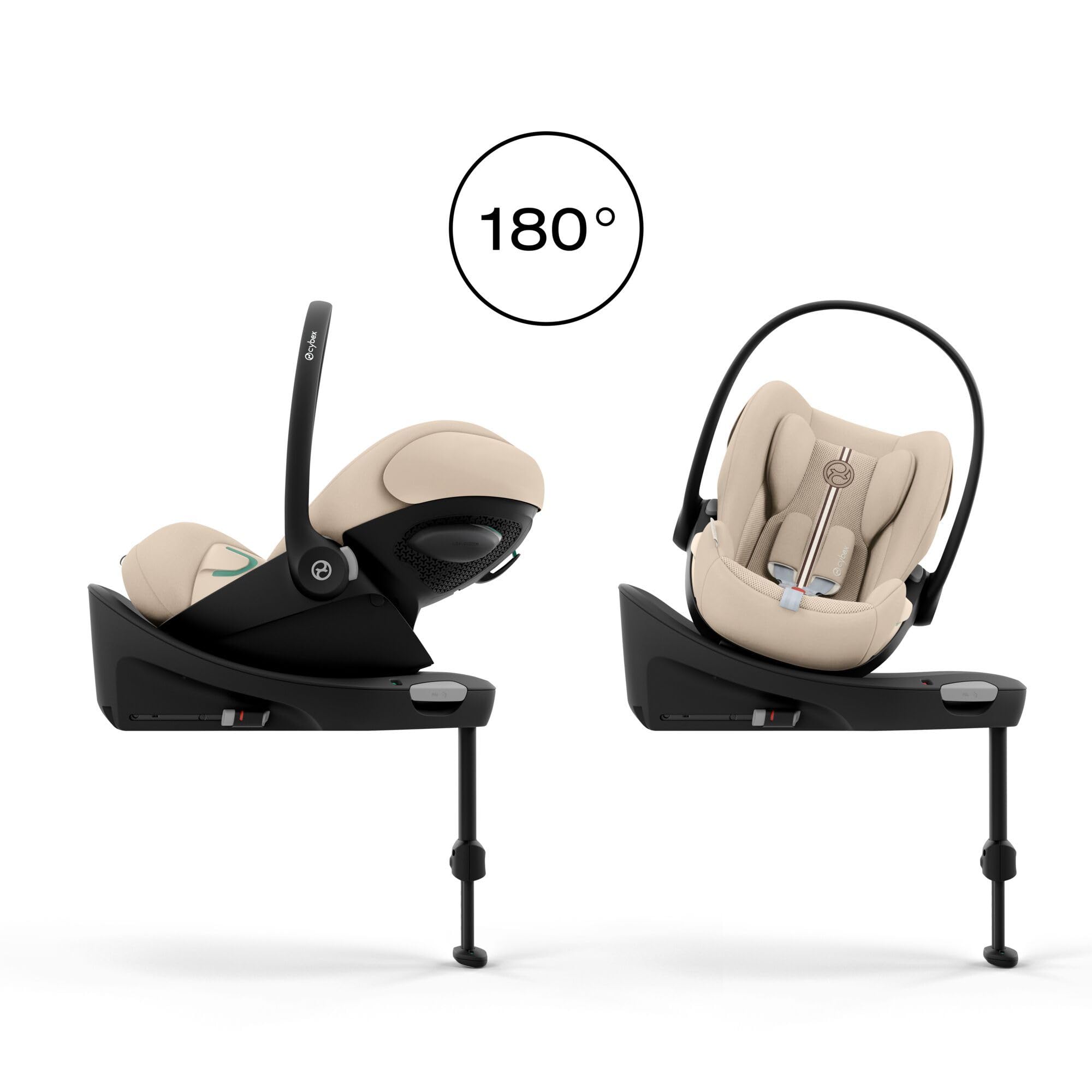 CYBEX Gold Fotelik dziecięcy Cloud G3 Plus, Od urodzenia do 24 miesięcy, Dla dzieci od 40 cm do 87 cm, Maks. 13 kg, Funkcja obrotu o 180°, Siateczkowa tkanina, Z wkładką dla noworodka, Almond Beige