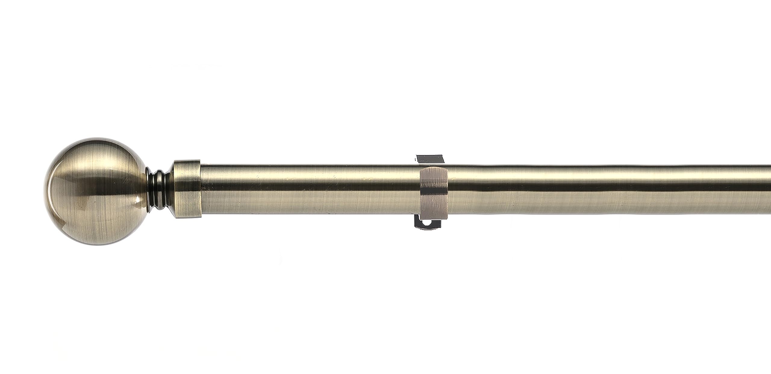 Lister Cartwright 28mm Antique Brass Fixed Metal Curtain Pole Set with Ball Finial Voile Easy fit to Outdoor, Bedroom, Living Room (240 cm)