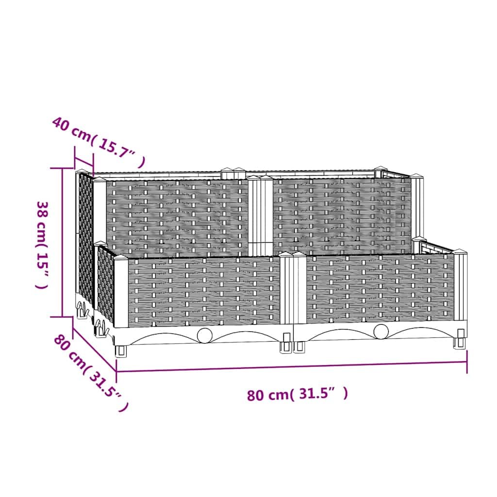 Hothingwell Arriate 80x80x38 cm Polipropileno | Robusto para exterior, amplio espacio para plantas, flores y verduras, macetero de jardín