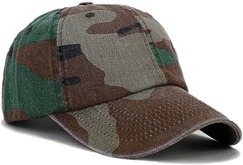 Camo Baseball Cap for Men Women Vintage Distressed Washed Cotton Sun Protection Golf Dad Hat
