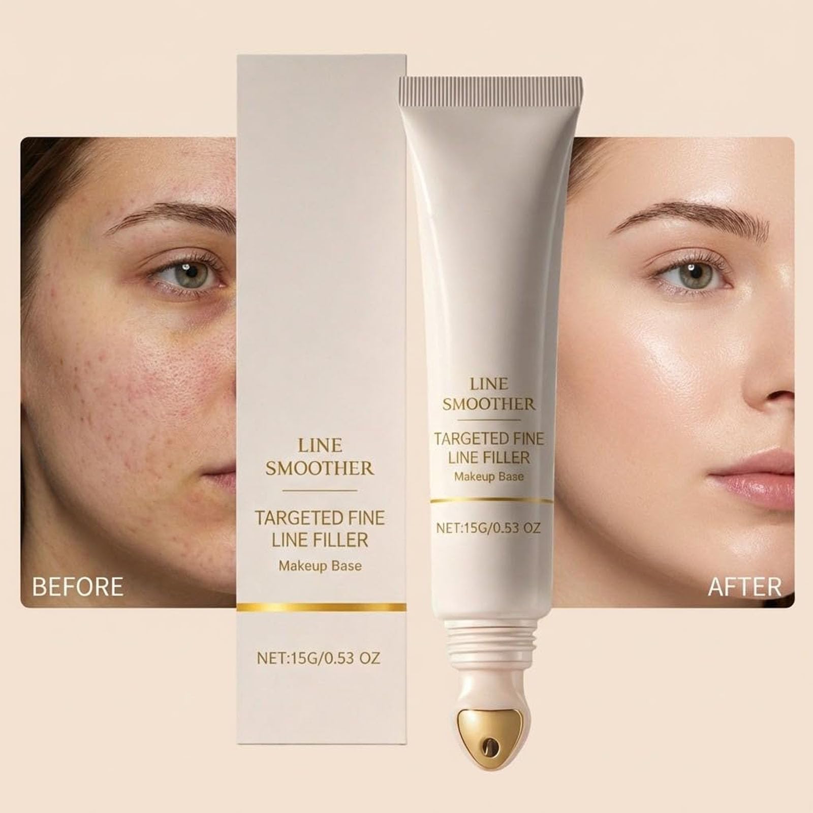 Line Smoother Targeted Fine Line Filler, Instant Blurring Primer for Wrinkles for Mature Skin, Instant Skin Tightener, Makeup Primer for Face, Helps Smooth & Even Skin (1pcs) - 3