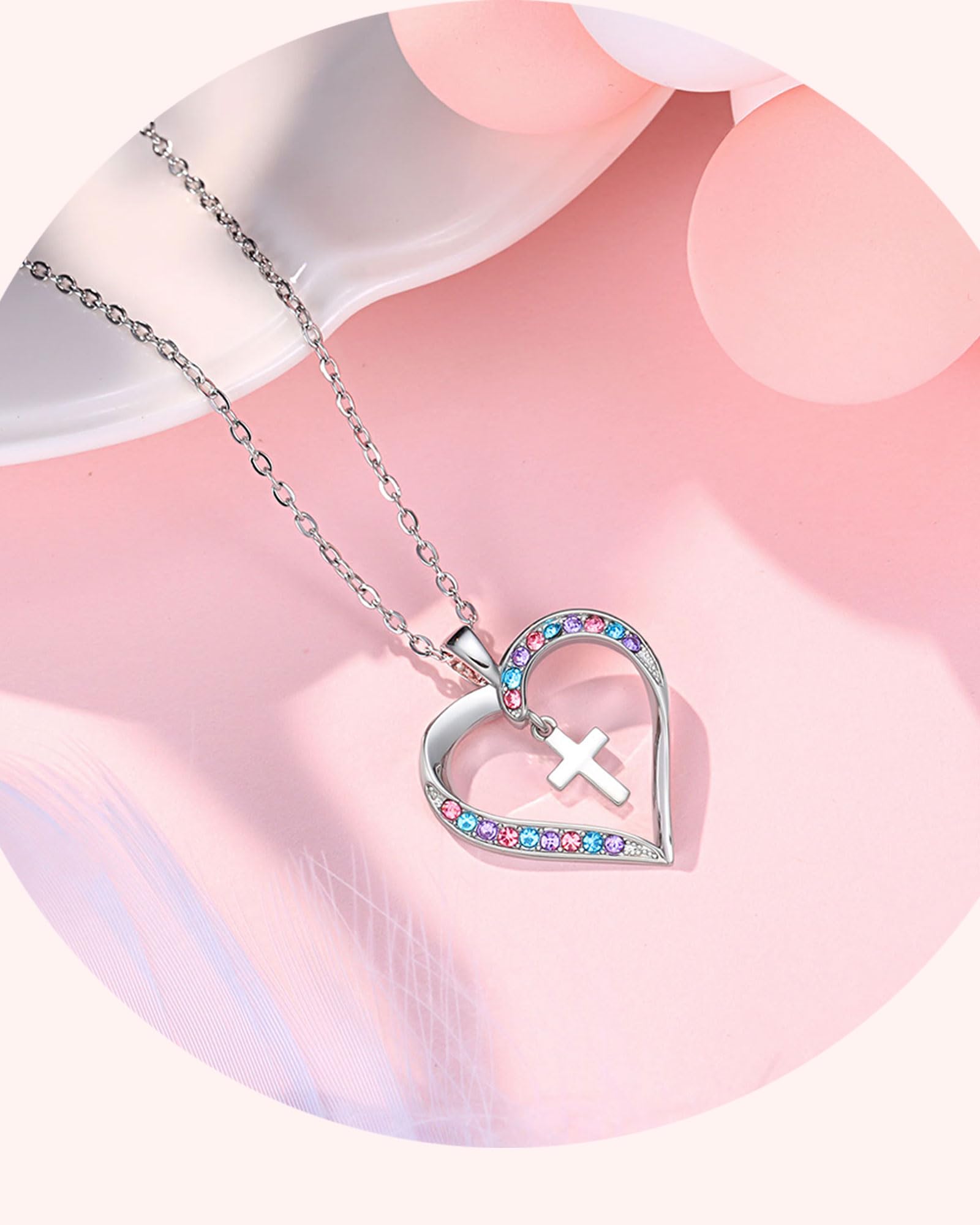 UPROMI Cross Necklace for Girls Back to School Gifts for Girls Baptism First Communion Confirmation Graduation Gifts