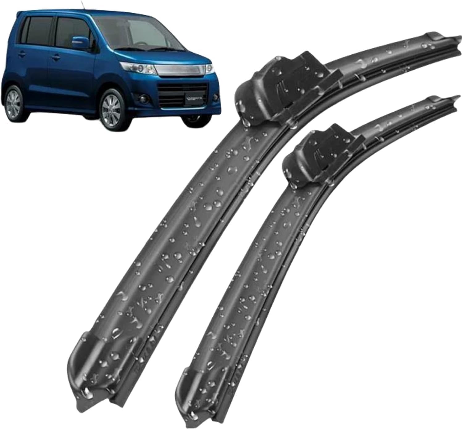 RESKIU Car Front Windshield Wiper Blade Set Replacement for Suzuki Wagon R+ 1997-2008, All Season Windscreen Wipers Quiet Easy Installation