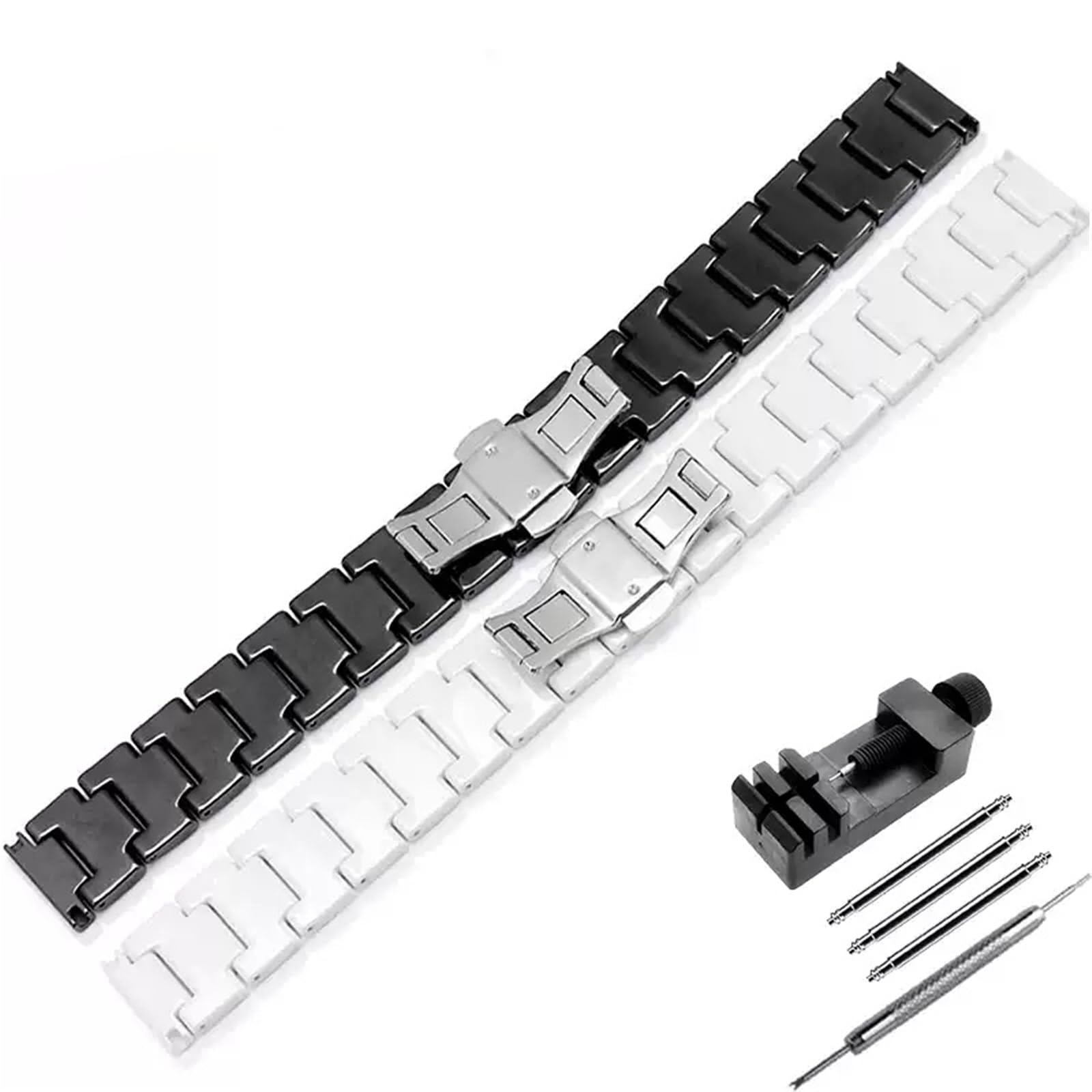 cinturino dell'orologio Cinturino for orologio da lavoro classico uomo in ceramica nera 14 15 16 17 18 19 20 21 22mm(White,22mm)