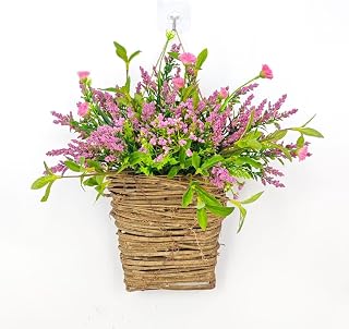 MQPALZKD Rosa pequeña Flor Bordada Bola Cesta de Flores Corona Puerta Colgante Flor decoración Cesta de la Puerta