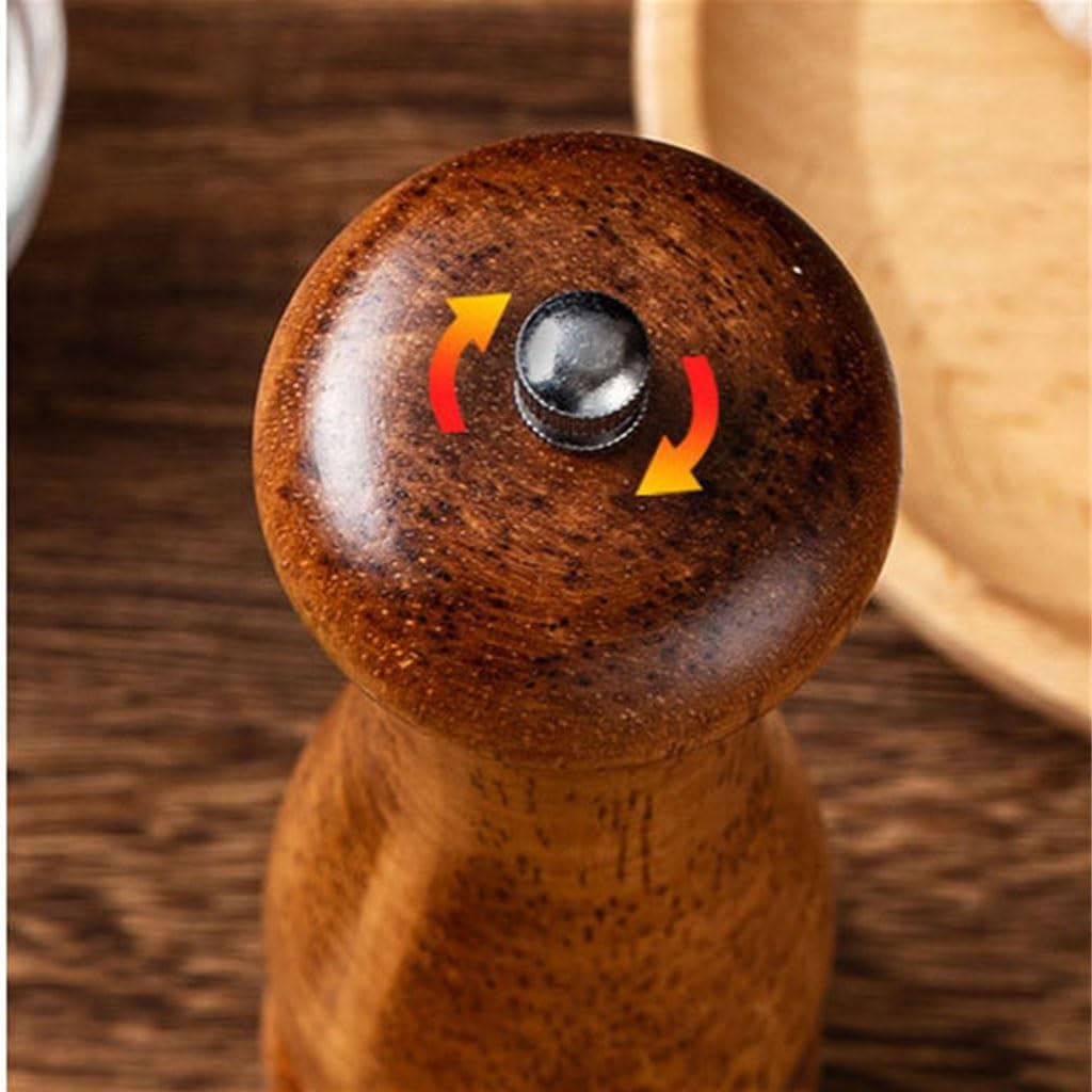 8-inch Oak Pepper Grinder Household Grinding Bottle Black Pepper Sea Salt Grinder Seasoning Bottle Set