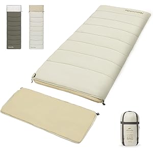 Naturehike 0 Degree Camping Sleeping Bag, Spliceable Double Sleeping Bag for Adults, Hollow Cotton Lightweight Waterproof Sleep Bag for Cold&Warm Weather LD150 White